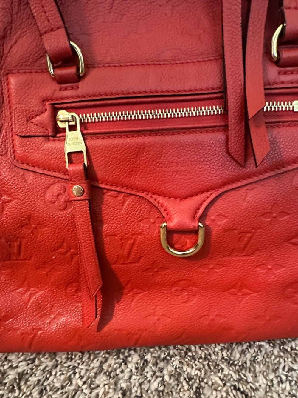 Louis Vuitton Lumineuse Empreinte Red Orient Leather Tote with Gold Hardware - Picture 2 of 16